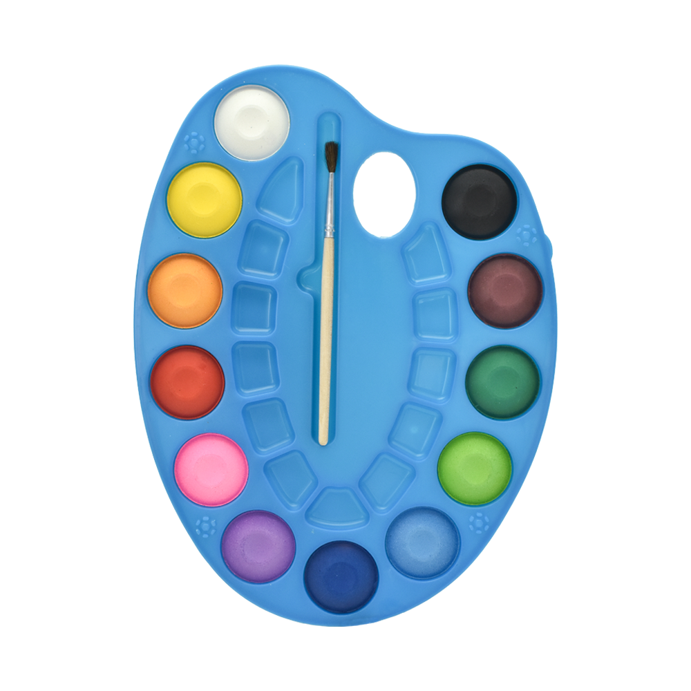 WONDAY Palette ovale de 12 pastilles de couleur + 1 pinceau