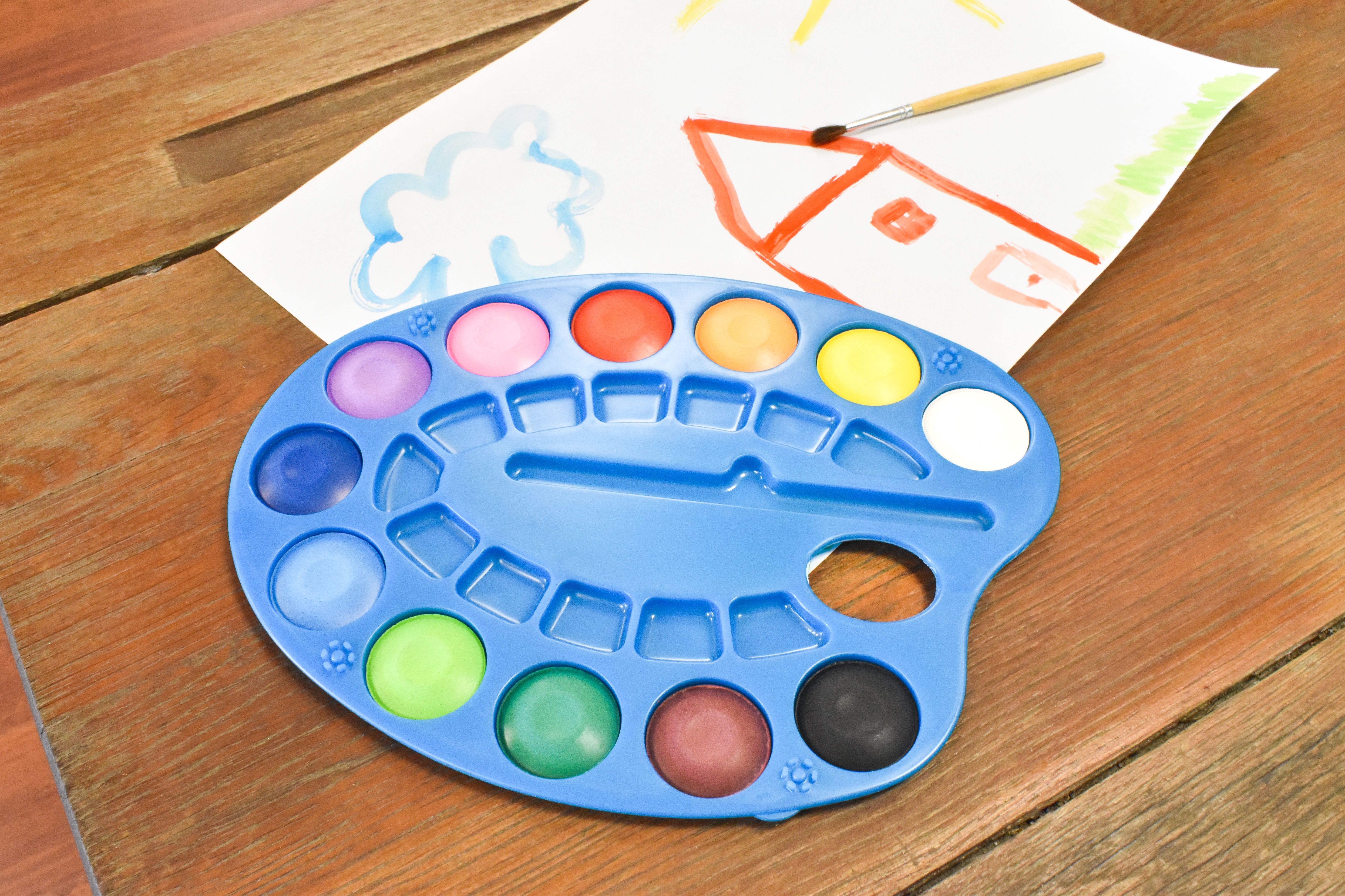 WONDAY Palette ovale de 12 pastilles de couleur + 1 pinceau