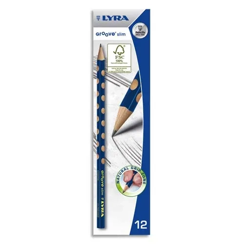LYRA Crayons graphite triangulaires | Mine HB Groove Slim avec zone grip pour gauchers et droitiers