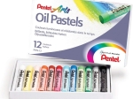 Boîte de 12 pastels à l'huile diamètre 8 mm - PENTEL 