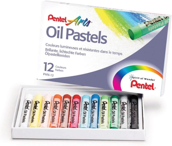 Boîte de 12 pastels à l'huile diamètre 8 mm - PENTEL 